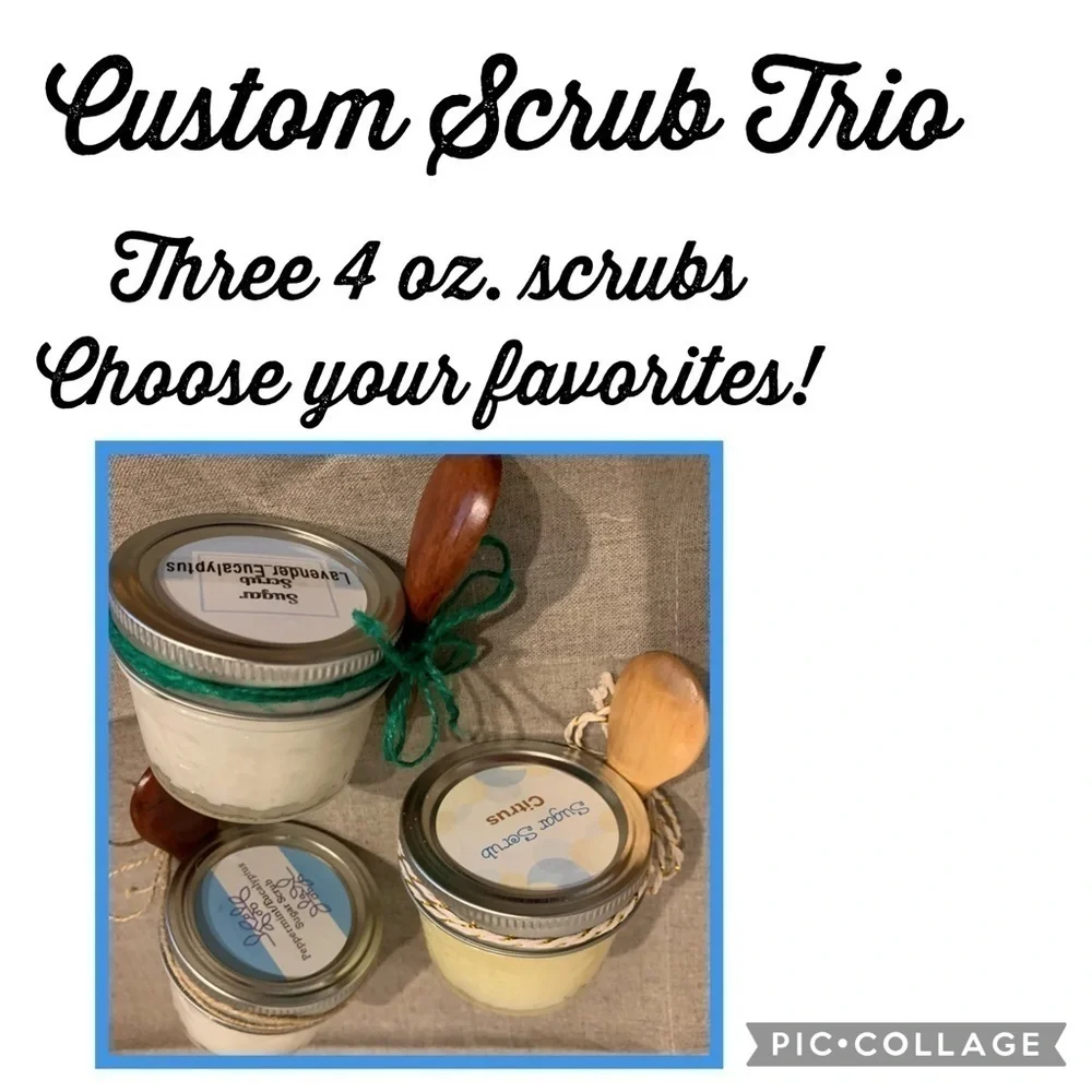Custom Scrub Trio, hand crafted, three 4 oz. scrubs Choose your favorites